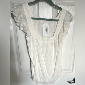 ‼️RARE‼️🎸IN LOOM🎸🔥NWT🔥Shanna Eyelet Flutter Sleeve Tank—S